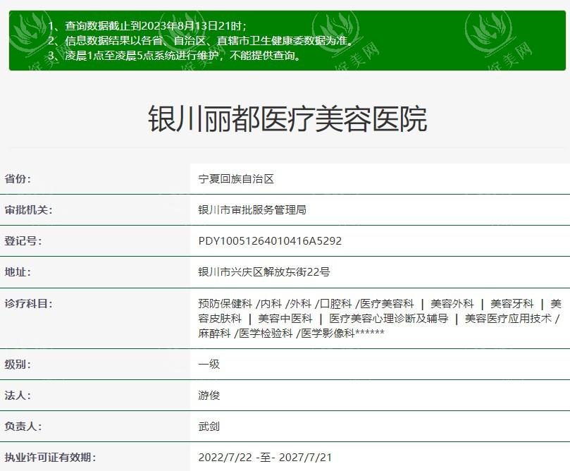 银川丽都整形医院地址电话？附上医生介绍+资质是正规医美